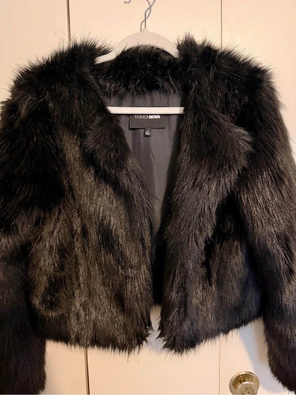 Fashion Nova Fur Coat - Black | Size S